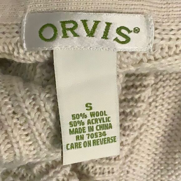 ORVIS cable knit sweater vest button front beige size S - Picture 10 of 10